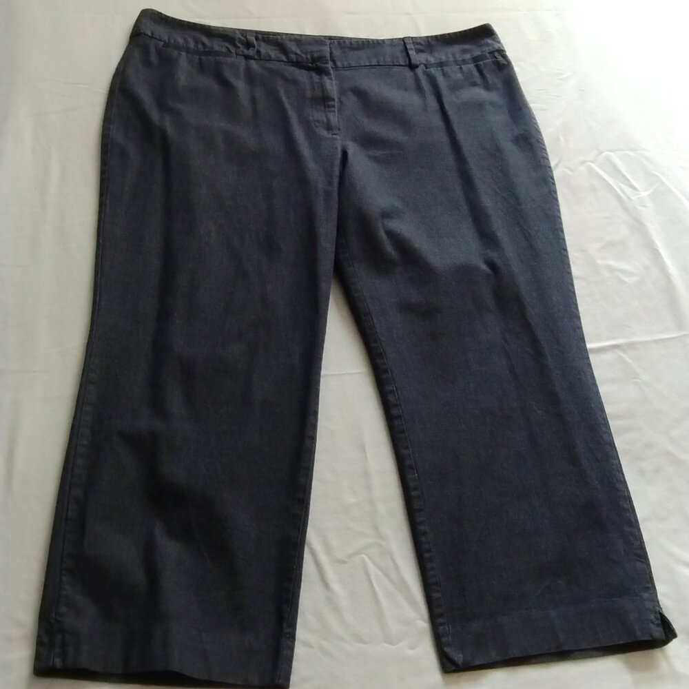 ANN TAYLOR Dark Chambray CROPPED Capri "Jeans" Sz 16 (23.5 Inseam)